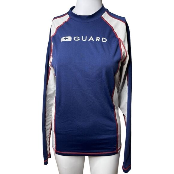 Speedo Guard Long Sleeve Rashguard Top Nautical Navy Size Small - Picture 1 of 3